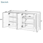 ZUN TREXM Sideboard with 4 Doors Large Storage Space Buffet Cabinet with Adjustable Shelves and Silver N715P192557K