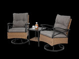 Outdoor Swivel Rocker Chairs Set 3 Piece with 1 Table and 2 Rocking & Swivel Chairs Support 350lbs W640P256770