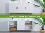 3-Door Large Storage Sideboard with Gold Handles for Kitchen, Dining Room and Living Room.55.12" W 67399892
