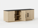67" Modern Sideboard Buffet Cabinet, 4-Door Storage Cabinet with Arched Geometric Doors and Black W1820P514496