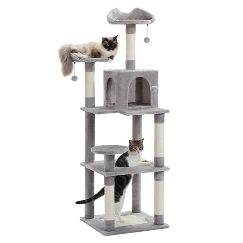 ZUN 63'' Multi-Level Cat Tree Cat Tower for Indoor Cats with Sisal-Covered Scratching Post, Cozy Cat 70889135