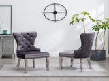 Montura Contemporary Tufted Velvet Chair with Nailhead Trim, Set of 2, Gray T2574P164575