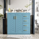 36'' Bathroom Vanity with Ceramic Sink Combo, Solid Wood Frame Bathroom Storage Cabinet, N710P243327M