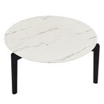 ZUN Living Room Coffee Table: Modern and stylish 36 inch round small coffee table, imitation marble W1781P178603