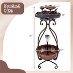 ZUN Copper Solar Bird Bath Feeder Combo with Flower Planter Pedestal and Solar Lights 92400841