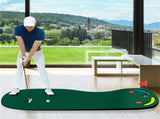 9.8ftx3ft Par 3 Golf Putting Green - Kidney-Shaped, True-Roll Surface, Green PVE Material 93744332