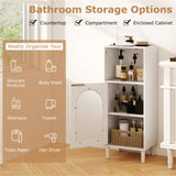 White Bathroom Floor Cabinet Wood Side Storage Organizer with Adjustable Shelf Bathroom Storage, 46360807