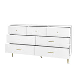 Seven Drawers Large Chest of Drawer Cabinet with Golden Handle and Golden Legs White Color 69237500