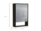 Medicine Single Door Cabinet 35" H, Two Interior Shelves, One External Shelf, Black B097133126