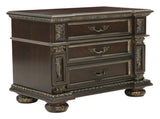 Traditional Design Dark Cherry Finish with Gold Tipping 1pc Nightstand of 3x Drawers Formal Style B01163511