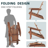 Wooden Outdoor Folding Adirondack Chair Set of 2 Wood Lounge Patio Chair for Garden,Garden, Lawn, W1390124961