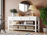 Retro Design Console Table with Two Open Shelves, Pine Solid Wood Frame and Legs for Living Room 32671692