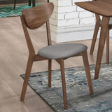 ZUN Natural Walnut and Grey Upholestered Dining Chair B062P153682