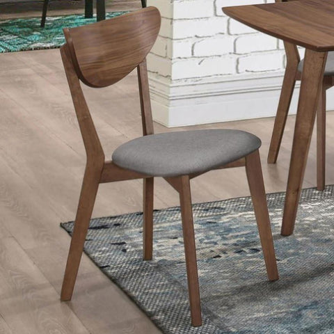 ZUN Natural Walnut and Grey Upholestered Dining Chair B062P153682