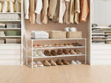 3-Tier Steel & PP Plastic Shoe Storage Shelf, Stackable Organizer for Small Spaces, White 58854563
