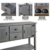 48'' Solid Wood Sideboard Console Table with 2 Drawers and Cabinets and Bottom Shelf, Retro Style W120270245