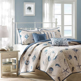 Brushed Microfiber Quilt Set with Throw Pillows Blue Full/Queen B03597484