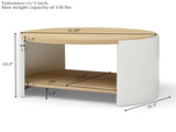 Round Coffee Table,31" Coffee Table for Living Room,2-Tier Rustic Wood Desktop with Storage Shelf W1117P224566