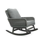 Contemporary Minimalist Gray Wicker Rocking Chair with Soft Polyester Cushions and Durable Wooden N767P229004G