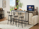Long Bar Table Set with 3 PU Upholstered Bar Stools, Industrial Bar Table and Chairs for Kitchen 45344353