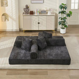 Comfy Convertible Folding Mattress Couch, Floor Bed, Chenille Floor with Armrest, Floor W1143P330250