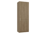 Tall Bookcase 71" H with 2 Doors, Five Interior Shelves, Natural Oak/White B097P480465