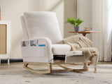Modern Accent Rocking Chair Rocking Chair with Solid Wood Legs, Upholstered Nursery Glider Rocker, 74675264
