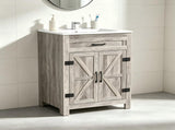 () Washbasin Cabinet with Barn-Style Doors and U-Shaped Shelving 24*18.5*33.5in 58860852
