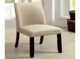 Set of 2 Padded Fabric Side Chairs in Espresso and Ivory B016P156574