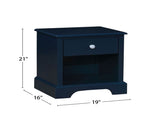 Wooden Nightstand with Bottom Shelf, Blue B016P251389