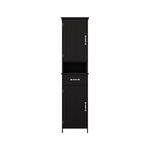 ZUN Double Door Narrow Height Slim Floor Standing Cabinet with 2 Adjustable Shelves-Black 58915687