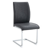 Luxury Simple Arch Chair - Set of 2 Dark Gray PU Material High Resilience Dining Chair with Arched W1512P356252