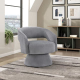Modern Luxurious Swivel Accent Chair Dark Gray Soft Corduroy Upholstery Plush Seating Solid Wood B011P256231
