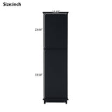 ZUN 63" Tall Bathroom Storage Cabinet with Glass Doors, Free-Standing, Two Drawers, and Adjustable N729P171305B