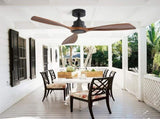 48 Inch Ceiling Fan Without Light, 3 Solid Wood Blades Indoor&Outdoor Ceiling Fan 6-speed Reversible W934P196653