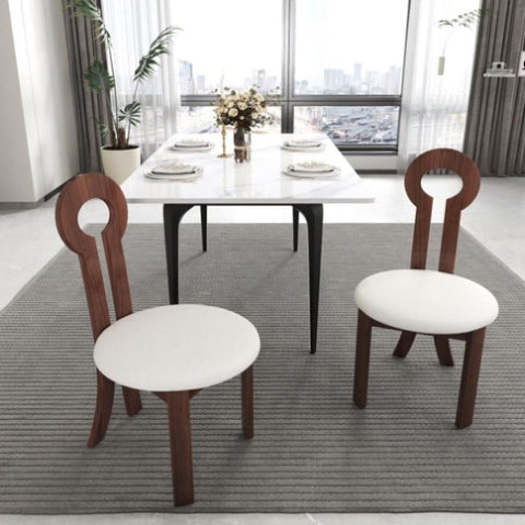 ZUN Vintage Rubber Solid Wood Dining Chair, Sheep Plush Dining Chair, Armless Dining Chair, Suitable For W1535P281510