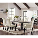 Beige and Smokey Black Tufted Side Chairs B062P145465