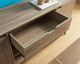 Buffet with Metal Legs with Two Door One Drawer Six Shelves - Brown & Black B107P147852