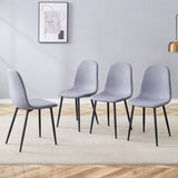 Luxury Simple Chair - Set of 4 Light Gray Linen-Cotton Material High Resilience Dining Chair with W1151P262614