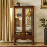 Curio Cabinet Lighted Curio Diapaly Cabinet with Adjustable Shelves and Mirrored Back Panel, W169392180