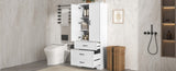 ZUN Tall Bathroom Storage Cabinet, Cabinet with Two Doors and Drawers, Adjustable Shelf, MDF Board, N725P206123K