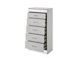 Glam Modern 5-Drawer Chest with Crystal Accents, LED Lighting and White Lacquer Finish B009P243215