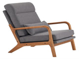 High Back Solid Wood Armrest Backrest Iron Frame Linen Indoor Leisure Chair Dark Grey 26834411
