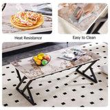 A coffee table is made of rock slab material, with a natural and smooth marble pattern on the W1151P154285