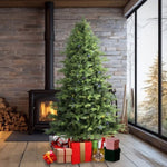 ZUN 6.5ft Artificial Christmas Tree Prelit PE&PVC with Metal Stand,450 Bi-Colour LED Lights,1791 Branch 86111112