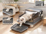 XXL Enclosed Stainless Steel Cat Litter Box, Flip Lid HighSided Pan with Step, Metal Scoop & 2 T3971P611941