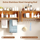 Wood Wall-Mounted Storage Shelf with Towel Bar 61664598