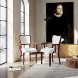 Walnut Finish Upholstered Dining Chairs Set of 2 Traditional Armchairs with Curved Lines, Solid N842P319126D