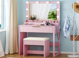Apple powder particleboard with a 3-compartment, 1-drawer, 3-compartment dressing table set with 8 98989767