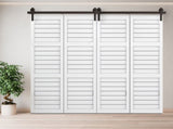 80" Bi-Folding Sliding Barn Door Hardware Kit for 4 Doors,Smoothly&Quietly,Black Track J Shape 85056977